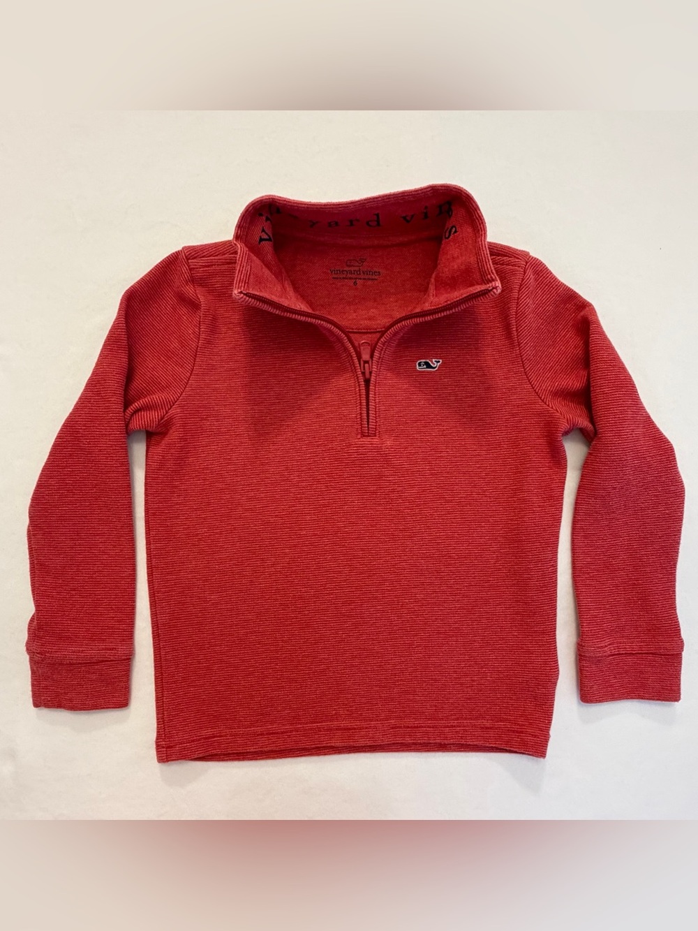 Vineyard Vines Boys Saltwater Red Quarter-Zip Cotton Pullover Sweater Size 6